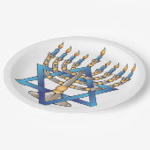 Juwish Menorah Pappteller (Schrägansicht)