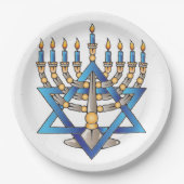 Juwish Menorah Pappteller (Vorderseite)