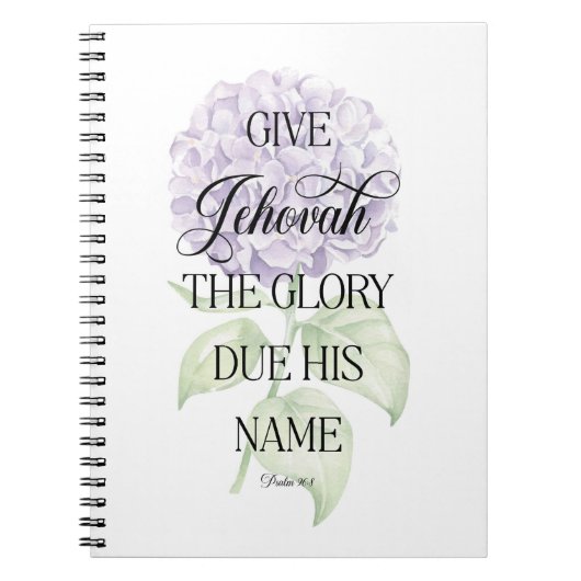 JW 2025 Yeat Text Notebook mit Hydrangea Notizblock (Vorderseite)