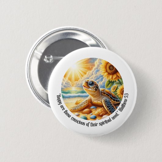 JW 2026 Jahres Text Glückliche Schildkröte Matthäu Button (Vorne & Hinten)