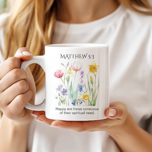 JW 2026 Jahrestext mit Wasserfarben-Blumen Kaffeetasse
