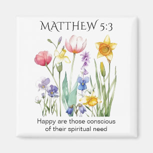 JW 2026 Jahrestext mit Wasserfarben-Blumen Magnet