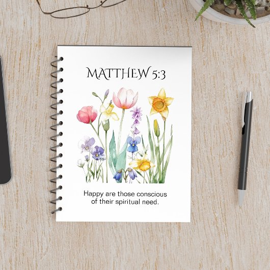 JW 2026 Jahrestext mit Wasserfarben-Blumen Notizblock