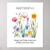 JW 2026 Jahrestext mit Wasserfarben-Blumen Poster (Vorne)
