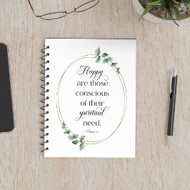 JW 2026 - Text mit Eukalyptus Matthew 5:3 Notizblock