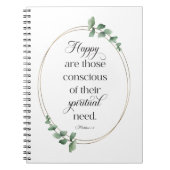 JW 2026 - Text mit Eukalyptus Matthew 5:3 Notizblock (Vorderseite)