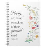 JW 2026: Text mit Frühlingsblumen Matthew 5:3 Notizblock (Vorderseite)