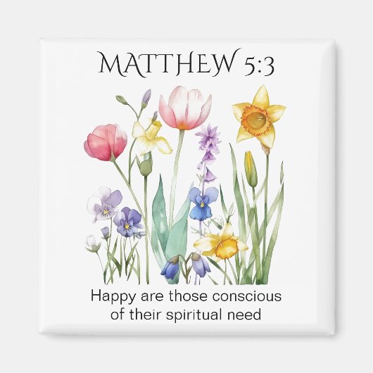 JW 2026 Year Text with Watercolor Florals Magnet (Vorne)