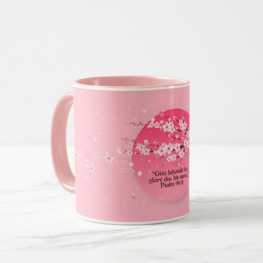 JW Apple Blossom Kaffee Cup mit 2025 Jahr Text Tasse (Vorderseite Links)
