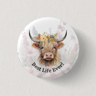 JW Best Life Ever! Highland Cow Button Button