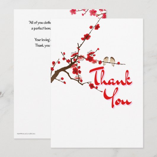 JW Cherry Blossom Scriptural Danke Karte (Vorne/Hinten)