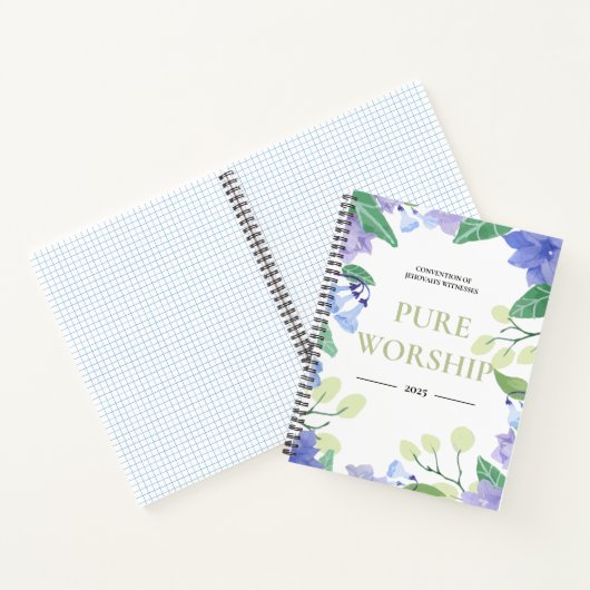 JW Convention 2025 reine Gebet blauen Blumendesign Notizblock (Innenseite)