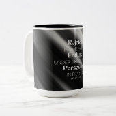 JW freut sich, Endure, Perstrong! Kaffee-Cup für i Zweifarbige Tasse (Vorderseite Links)