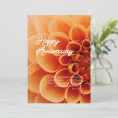 JW Happy Anniversary Card - Orange Dahlia Blume Dankeskarte (Stehend Vorderseite)