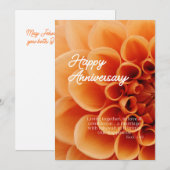 JW Happy Anniversary Card - Orange Dahlia Blume Dankeskarte (Vorne/Hinten)
