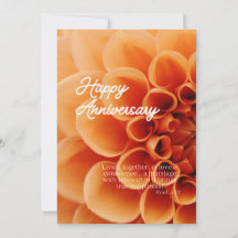 JW Happy Anniversary Card - Orange Dahlia Blume