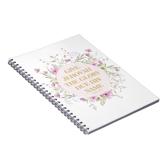 JW-Jahr 2025 Text Psalm 96:8 Delikate Blume Notizblock (Rechte Seite)