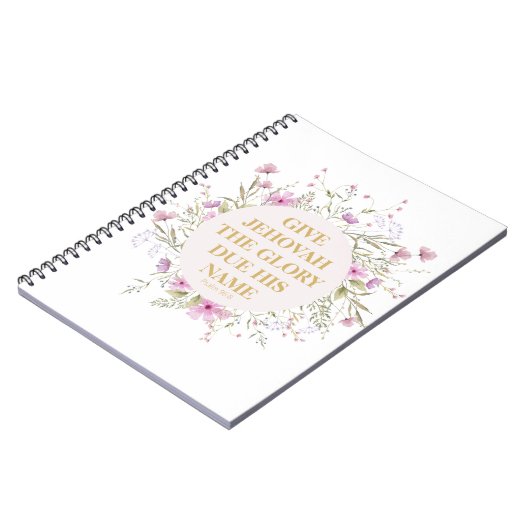 JW-Jahr 2025 Text Psalm 96:8 Delikate Blume Notizblock (Linke Seite)