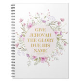 JW-Jahr 2025 Text Psalm 96:8 Delikate Blume Notizblock (Vorderseite)