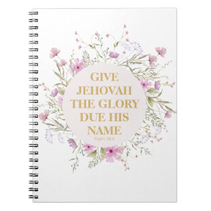 JW-Jahr 2025 Text Psalm 96:8 Delikate Blume Notizblock
