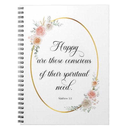 JW-Jahr 2026 Matthew 5:3 mit Rose Notizblock (Vorderseite)