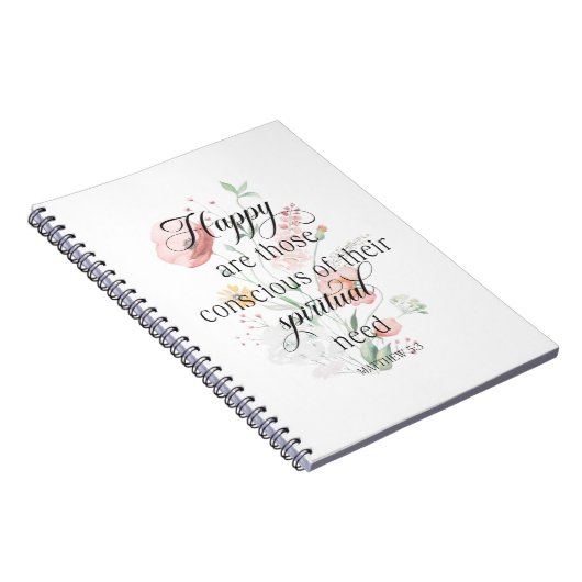 JW Jahr 2026 Text Matthew 5:3 mit Frühlingsblumen Notizblock (Rechte Seite)