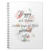 JW Jahr 2026 Text Matthew 5:3 mit Frühlingsblumen Notizblock (Vorderseite)