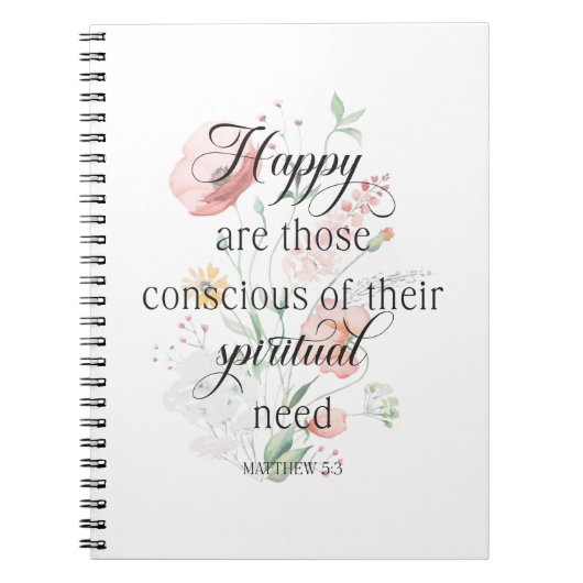 JW Jahr 2026 Text Matthew 5:3 mit Frühlingsblumen Notizblock (Vorderseite)