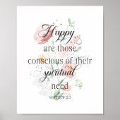 JW Jahr 2026 Text Matthew 5:3 mit Frühlingsblumen Poster (Vorne)