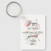 JW Jahr 2026 Text Matthew 5:3 mit Frühlingsblumen Schlüsselanhänger (Vorderseite)