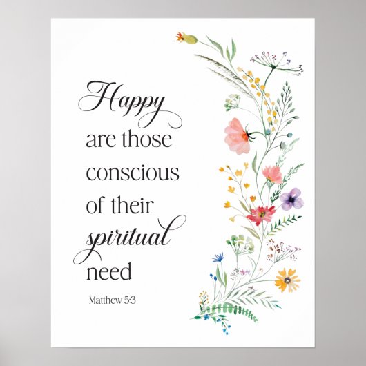 JW Jahr 2026 Text mit Frühlingsblumen Matthew 5:3 Poster (Vorne)