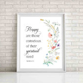 JW Jahr 2026 Text mit Frühlingsblumen Matthew 5:3 Poster