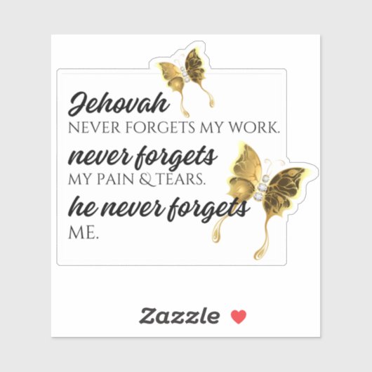 JW Jehovah vergisst MICH nie Aufkleber (Blatt)