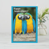 JW-Jubiläumskarte - Liebende Papageien Einladung (Stehend Vorderseite)
