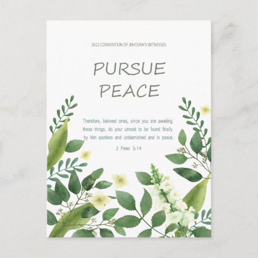 JW-Konvention 2022 - grüne weiße Blume Postkarte (Vorderseite)