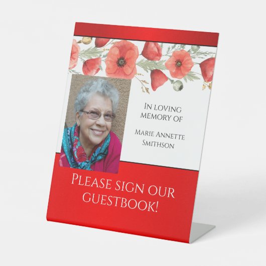 JW Memorial Funeral Service Gästebuchsignatur Sockelschild (Vorderseite)