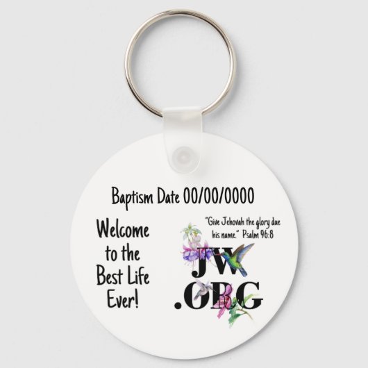 JW Personalisierte Taufe Geschenk Schlüsselanhänge Schlüsselanhänger (Rückseite)