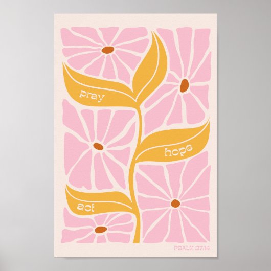 JW Scripture Bibel Christlich Abstrakter Senf Pink Poster (Vorne)