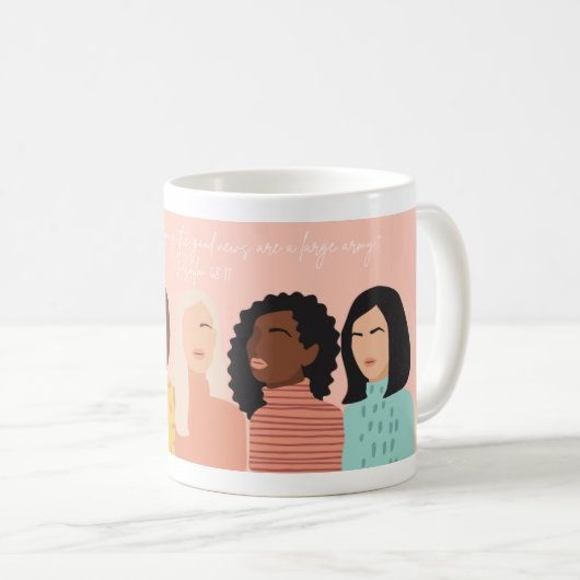 JW Scripture Coffee Tasse, Psalm 68:11 Kaffeetasse (VorderseiteRechts)