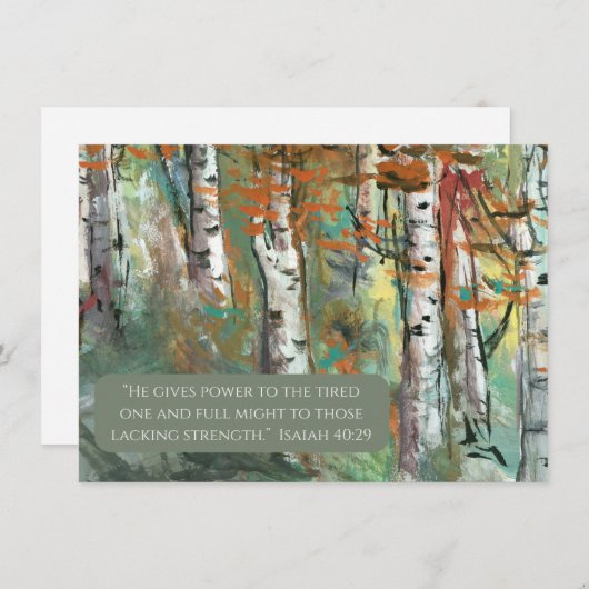 JW Sympathy Card - Birch Trees - Isa 40:29 (Vorne/Hinten)