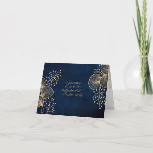 JW Sympathy Card Blue & Gold Floral Dankeskarte