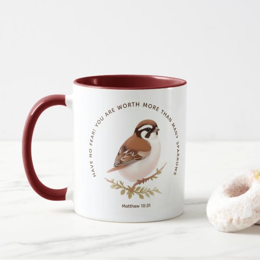 JW Tasse mit Sparrow, Matthew 10:31 (Mit Donut)