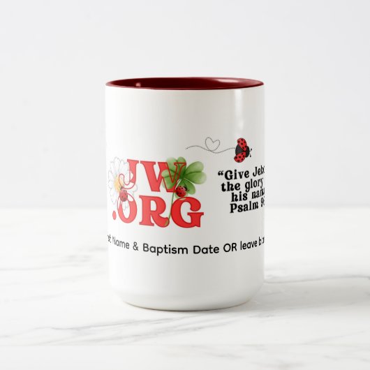 JW Taufe Geschenk Keepake - Kaffee Cup für sie Zweifarbige Tasse (Mittel)