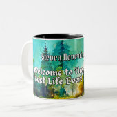 JW Taufen Geschenk für neue Brüder Berglandschaft Zweifarbige Tasse (Vorderseite Links)