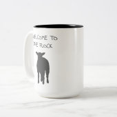 JW Taufgeld für Brüder Willkommen in der Herde Zweifarbige Tasse (Vorderseite Links)