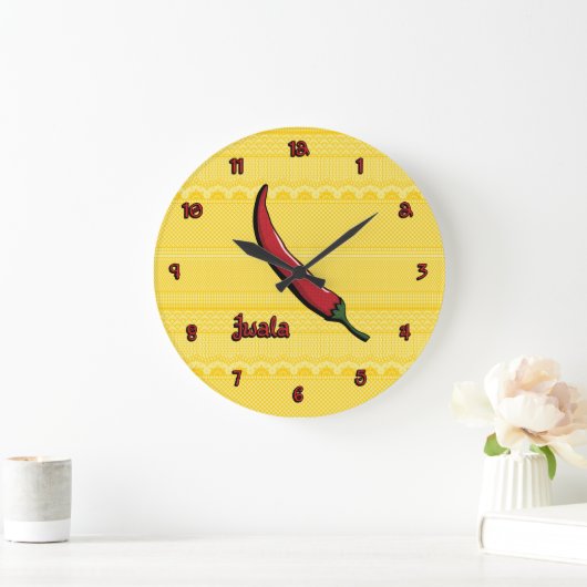 Jwala Chili Pepper Clock Große Wanduhr (Zuhause)