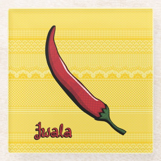 Jwala Chili Pepper Glass Untersetzer (Vorderseite)