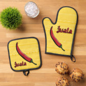 Jwala Chili Pepper Ofenhandschuh & Topflappen-Set (Oben Unten)
