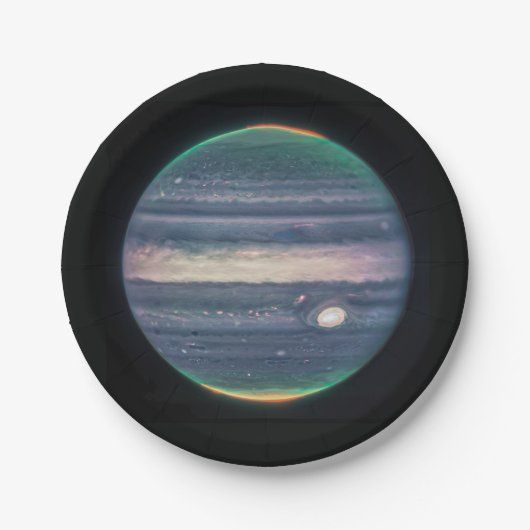 JWST-Bild des Planeten Jupiter in Infrarot Pappteller (Vorderseite)