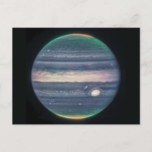 JWST-Bild des Planeten Jupiter in Infrarot-Postkar Postkarte (Vorderseite)
